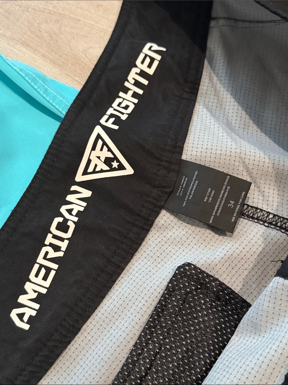 American Fighter Drawstring Swim Trunks- Men’s Size 34- Black, Blue